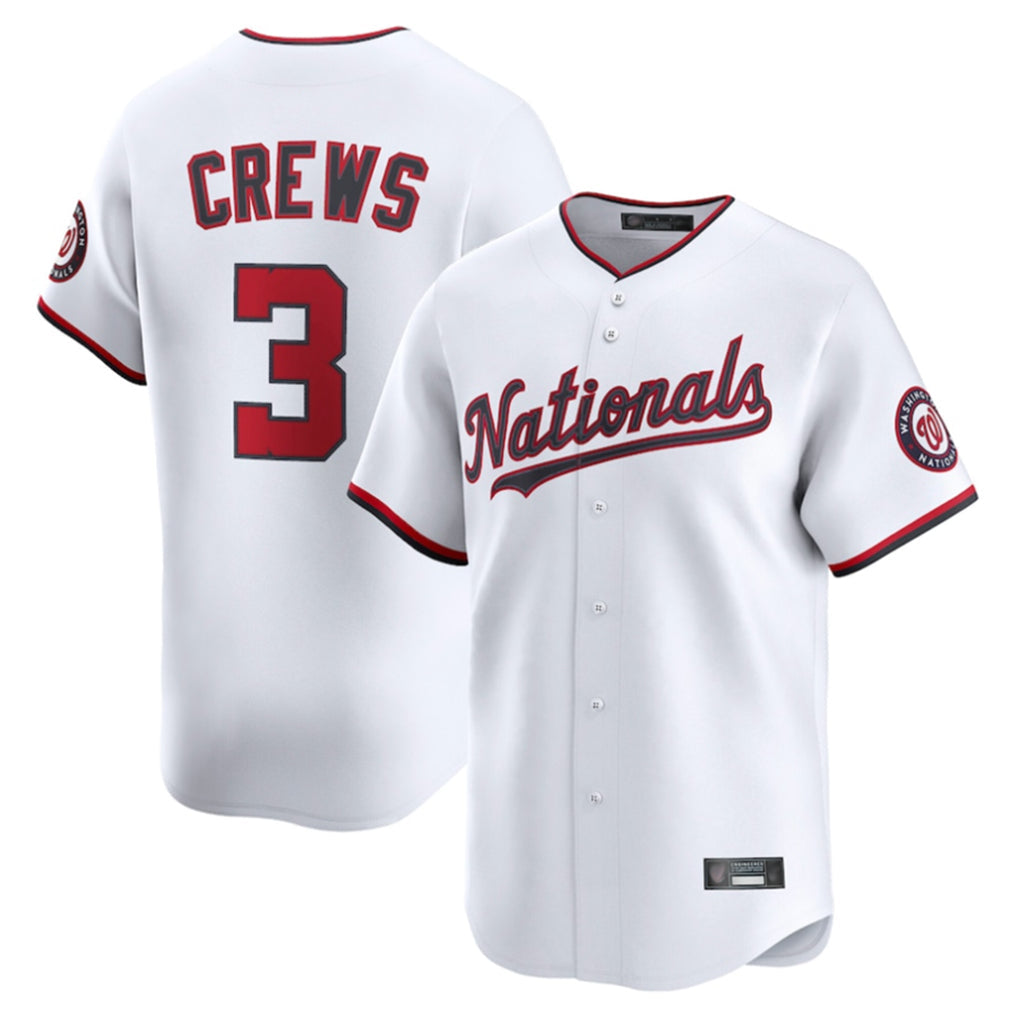Davalo W.Nationals #3 Dylan Crews Player White Limited Replica Stitched Jerseys