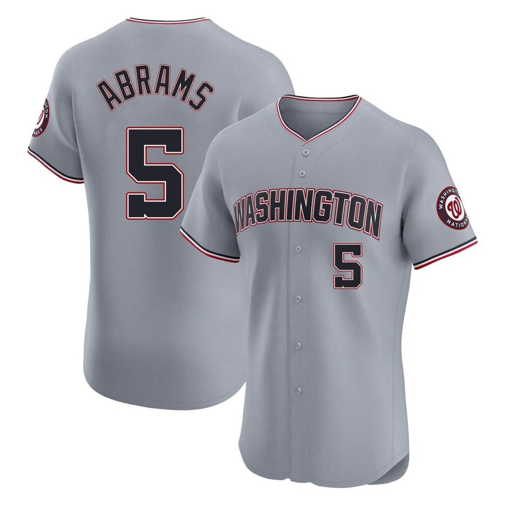 Davalo W.Nationals #5 CJ Abrams Player Gray Elite Road Replica Stitched Jerseys