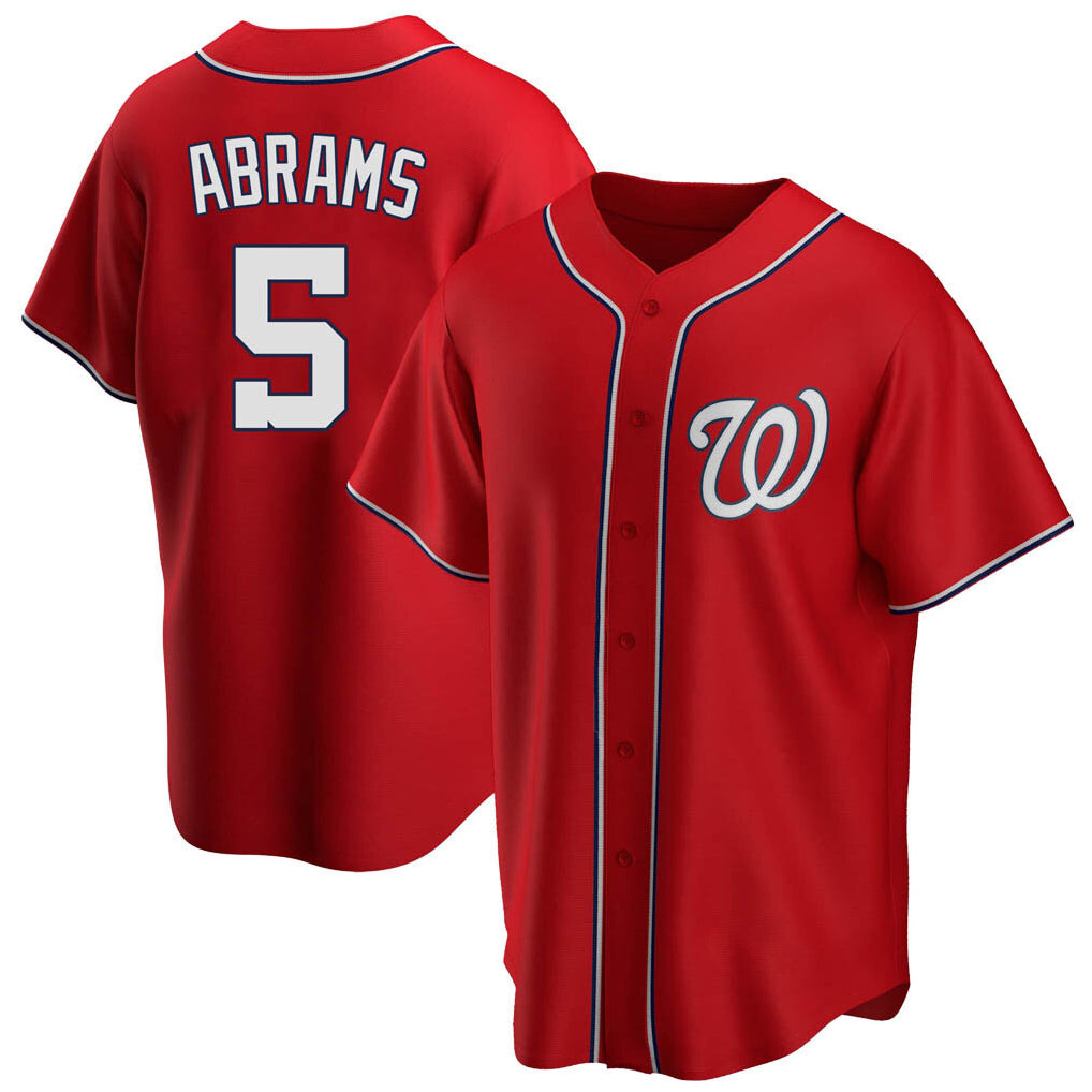 Davalo W.Nationals #5 CJ Abrams Player Red Replica Alternate Game Jerseys