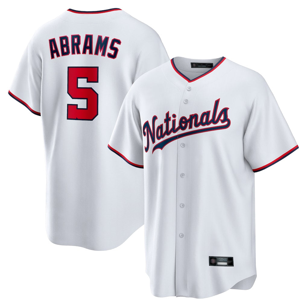 Davalo W.Nationals #5 CJ Abrams Player White Home Replica Stitched Jerseys