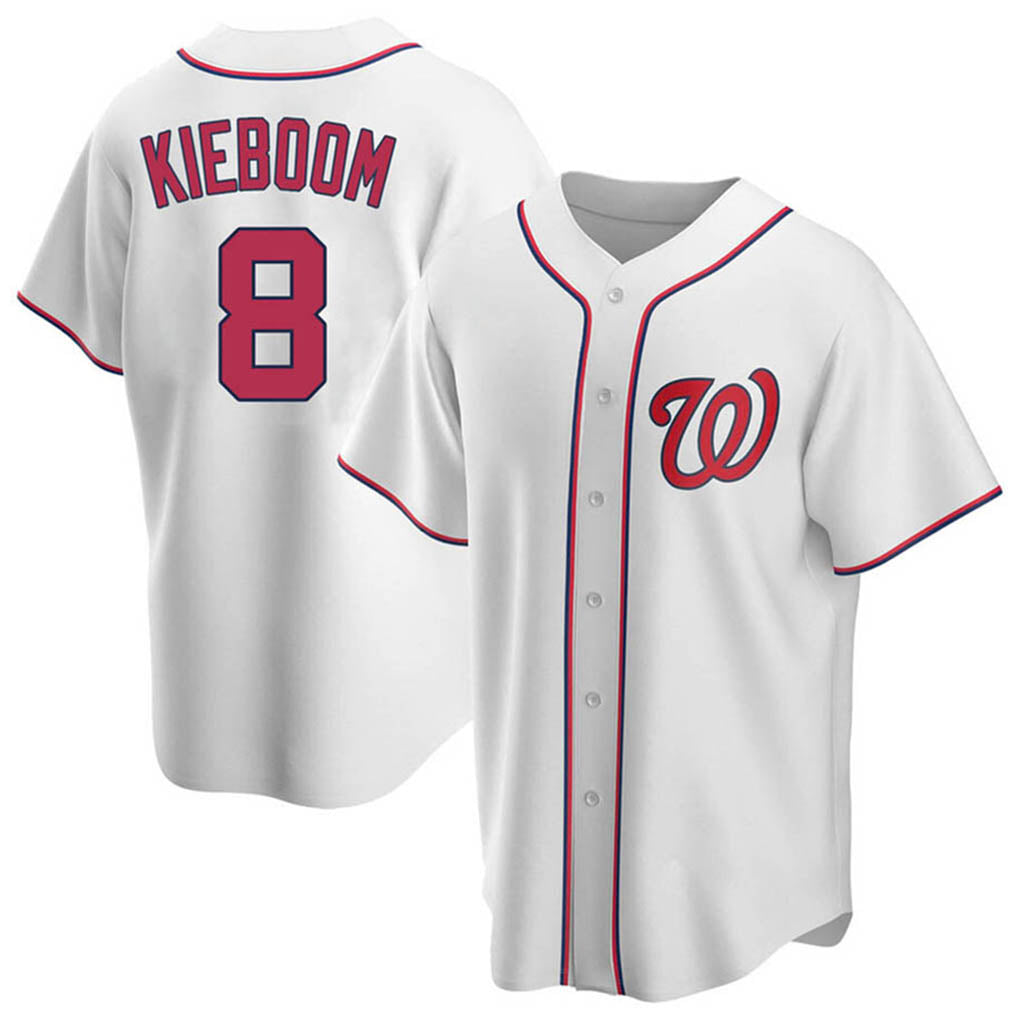 Davalo W.Nationals #8 Carter Kieboom Player White Home Replica Game Stitched Jerseys