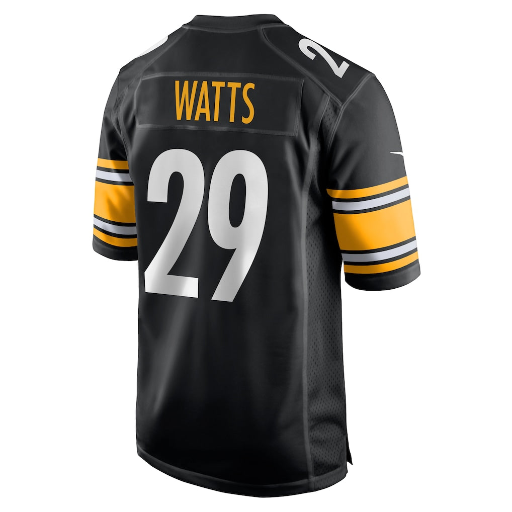 Davalo P.Steelers #29 Ryan Watts Black Game Jersey