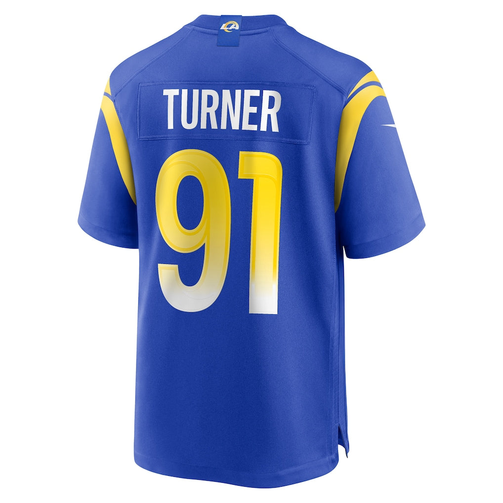Davalo LA.Rams #91 Kobie Turner Royal Home Game Jersey