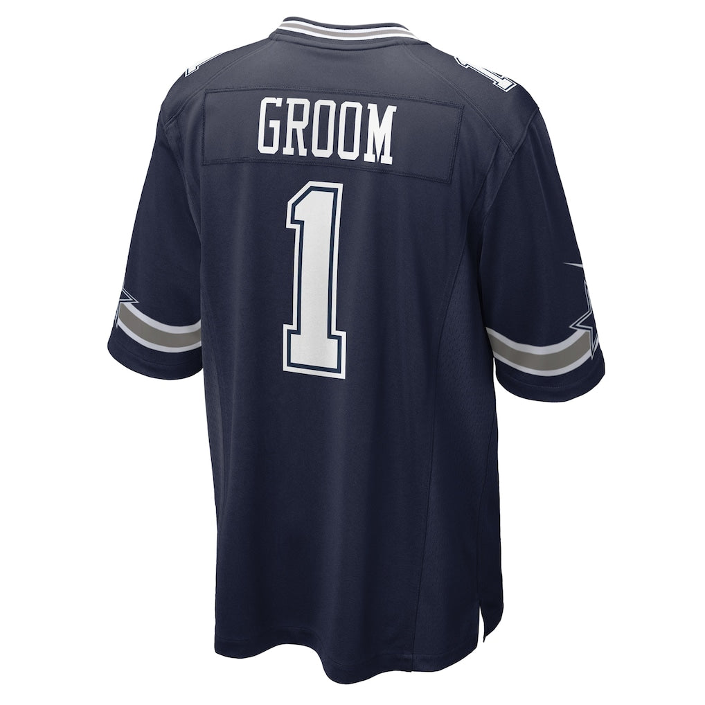 Davalo D.Cowboys #1 Groom Navy Game Jersey