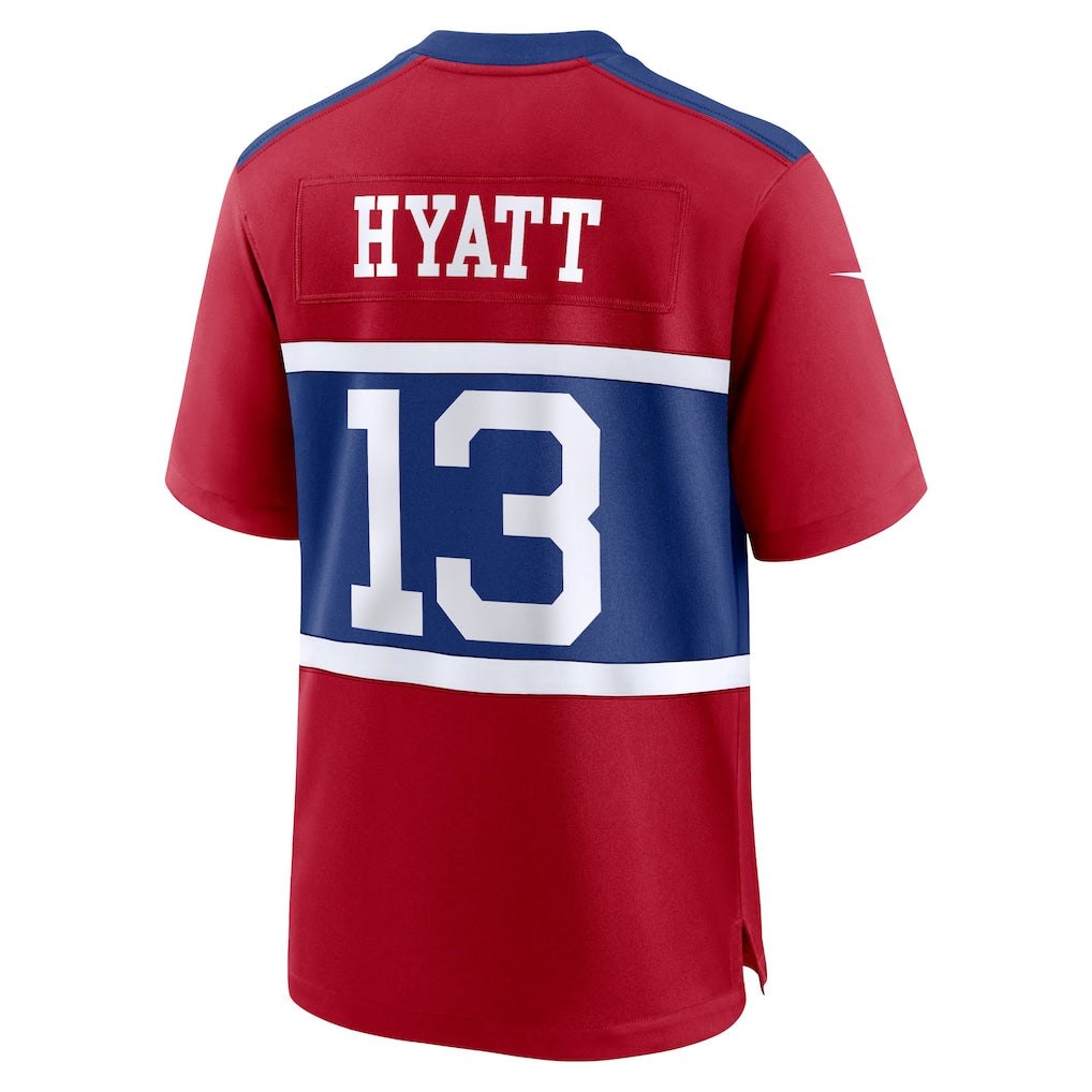 Davalo NY.Giants #13 Jalin Hyatt Century Red Alternate Player Game Jersey