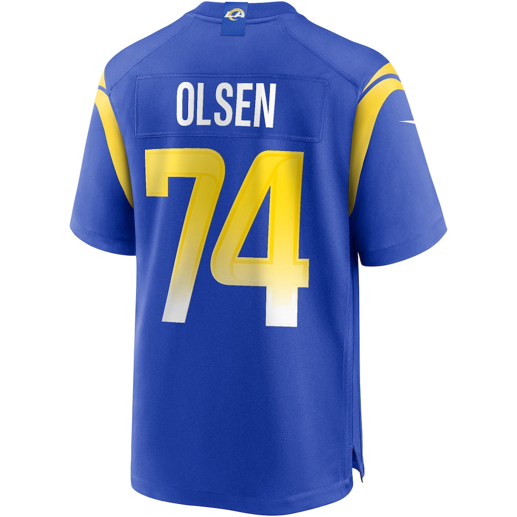 Davalo LA.Rams #74 Merlin Olsen Royal Game Retired Player Jersey