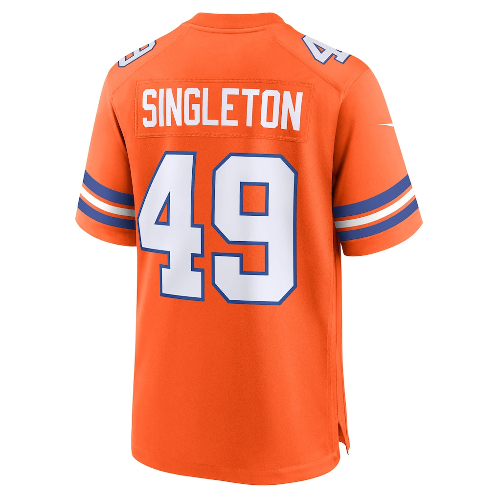 Davalo D.Broncos #49 Alex Singleton Orange Alternate Game Jersey