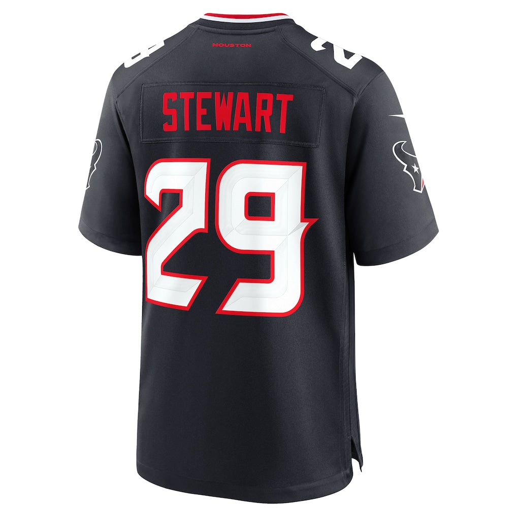 Davalo H.Texans #29 M.J. Stewart Navy Team Game Jersey