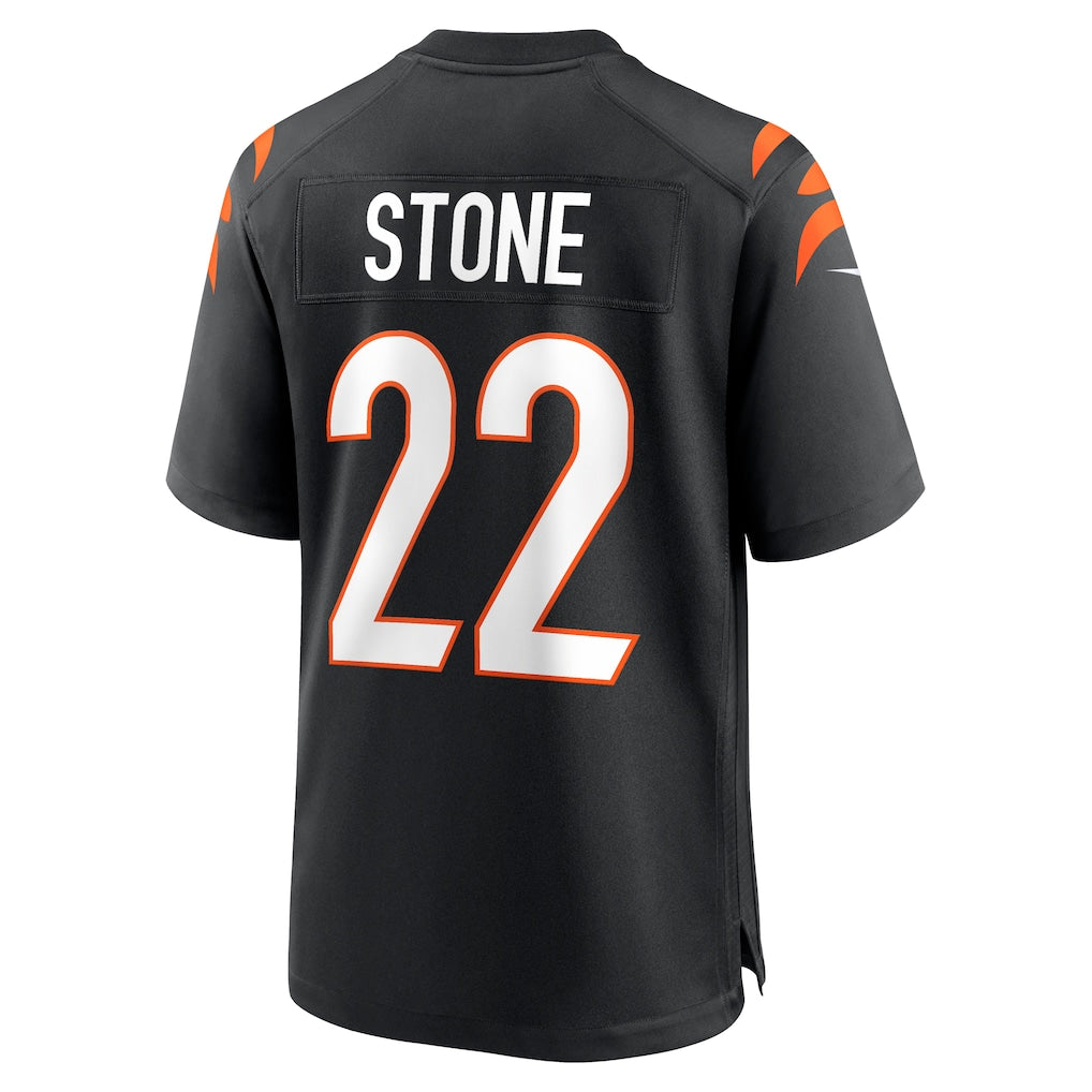 Davalo C.Bengals #22 Geno Stone Black Game Jersey