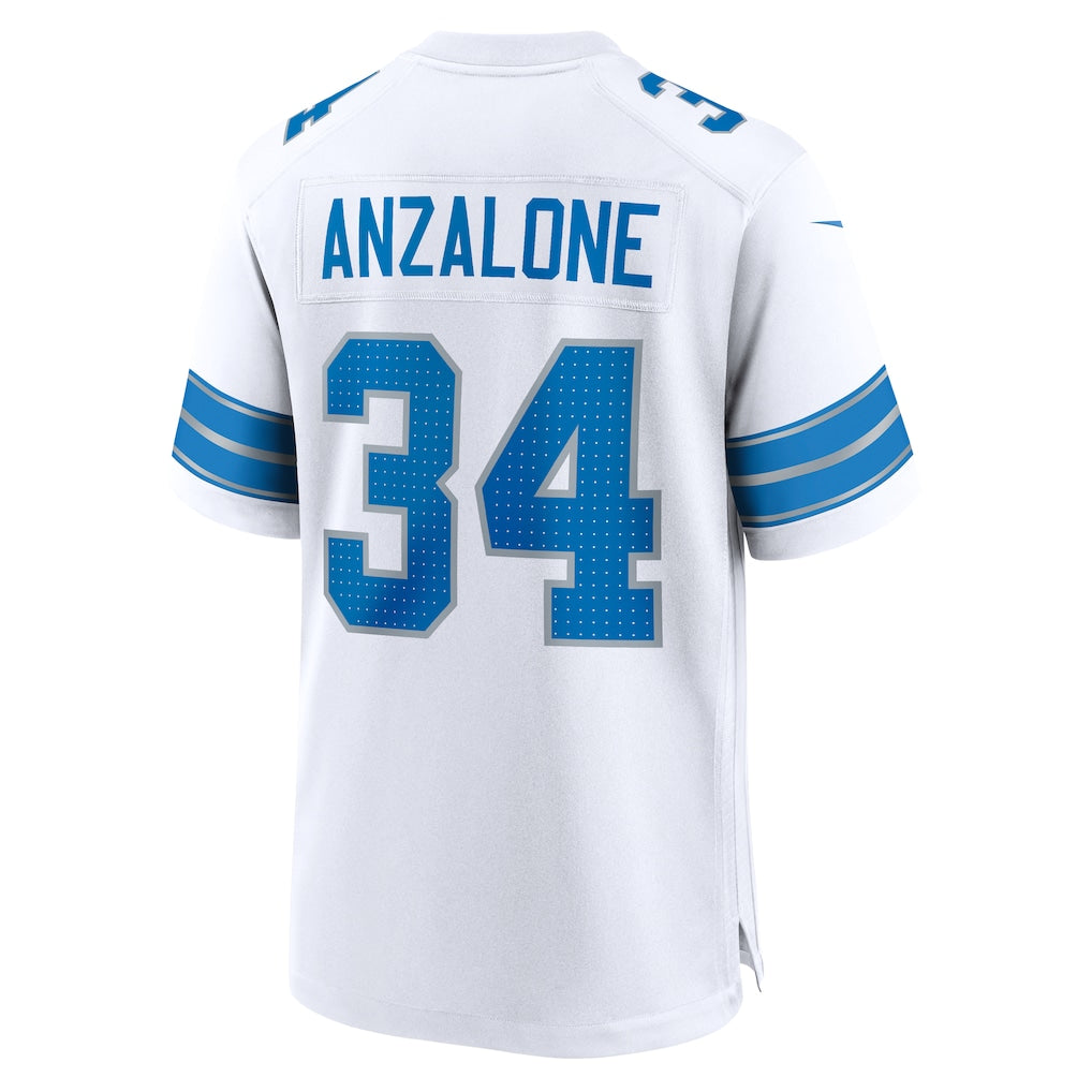Davalo D.Lions #34 Alex Anzalone White Game Jersey