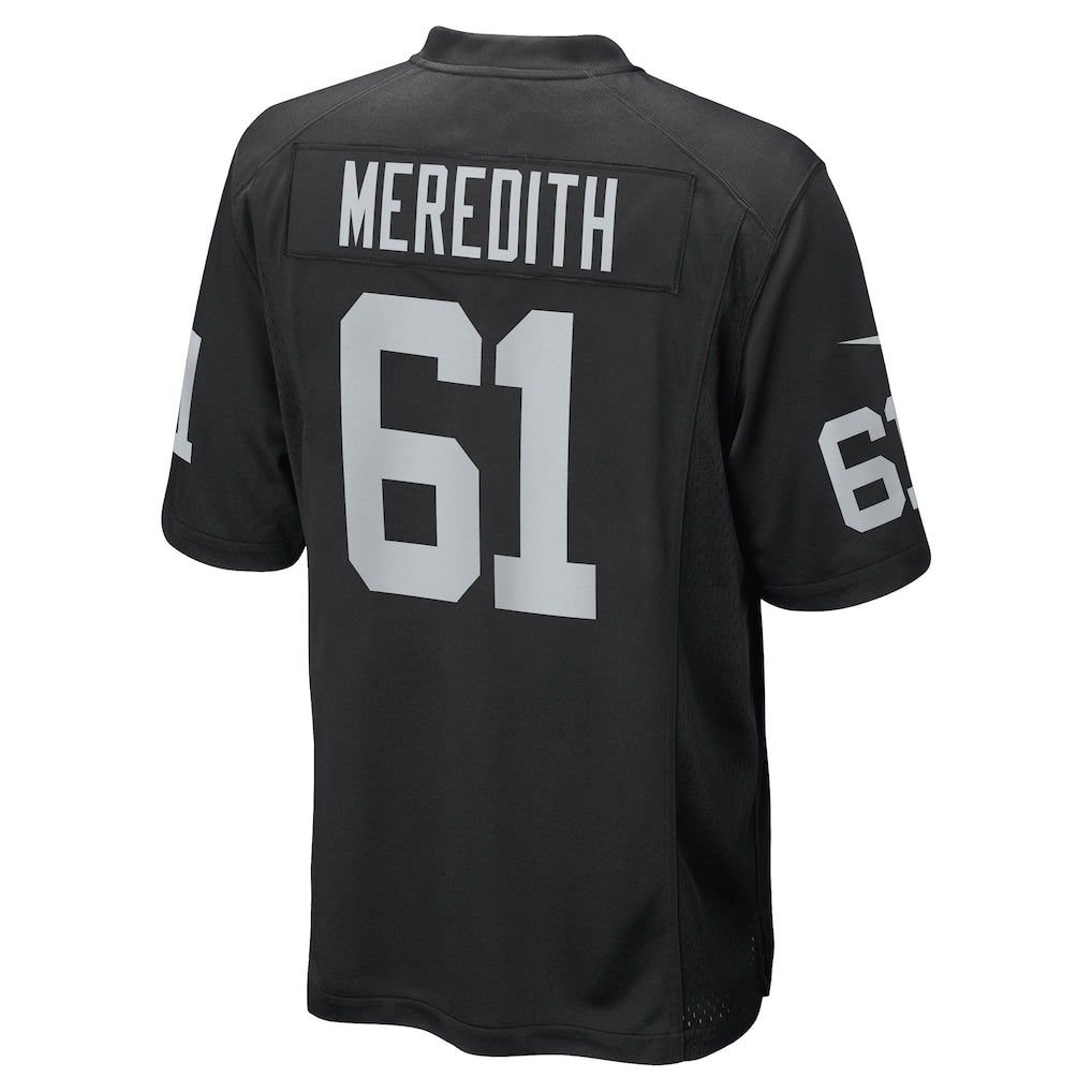 Davalo LV.Raiders #61 Jordan Meredith Black Game Player Jersey