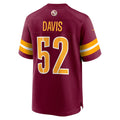 Davalo W.Commanders #52 Jamin Davis Burgundy Player Game Jersey