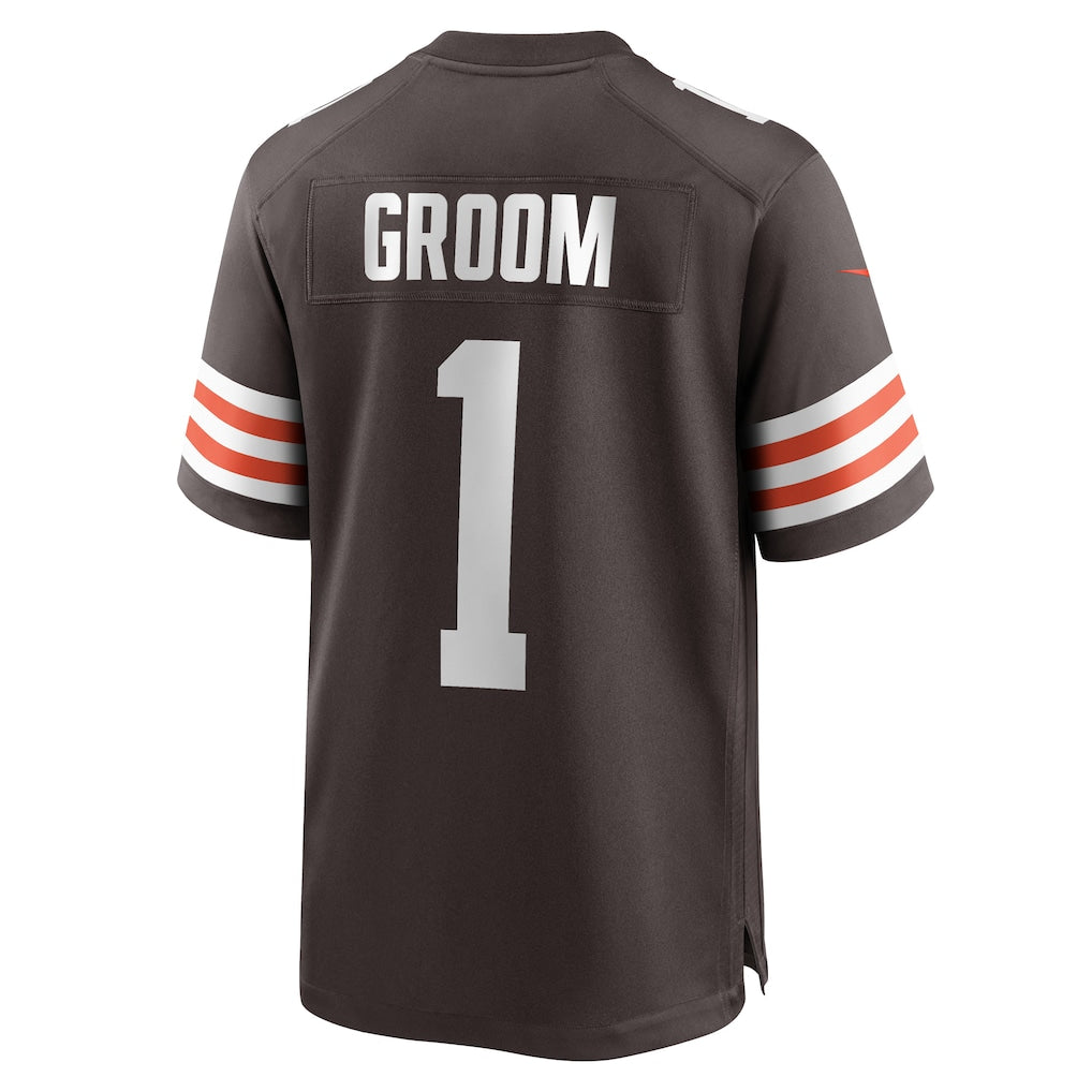 Davalo C.Browns #1 Groom Brown Game Jersey