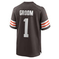 Davalo C.Browns #1 Groom Brown Game Jersey