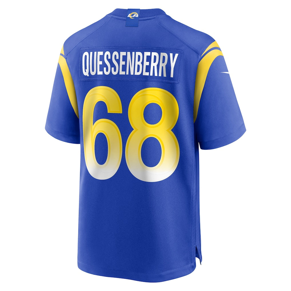 Davalo LA.Rams #68 David Quessenberry Royal Team Game Jersey