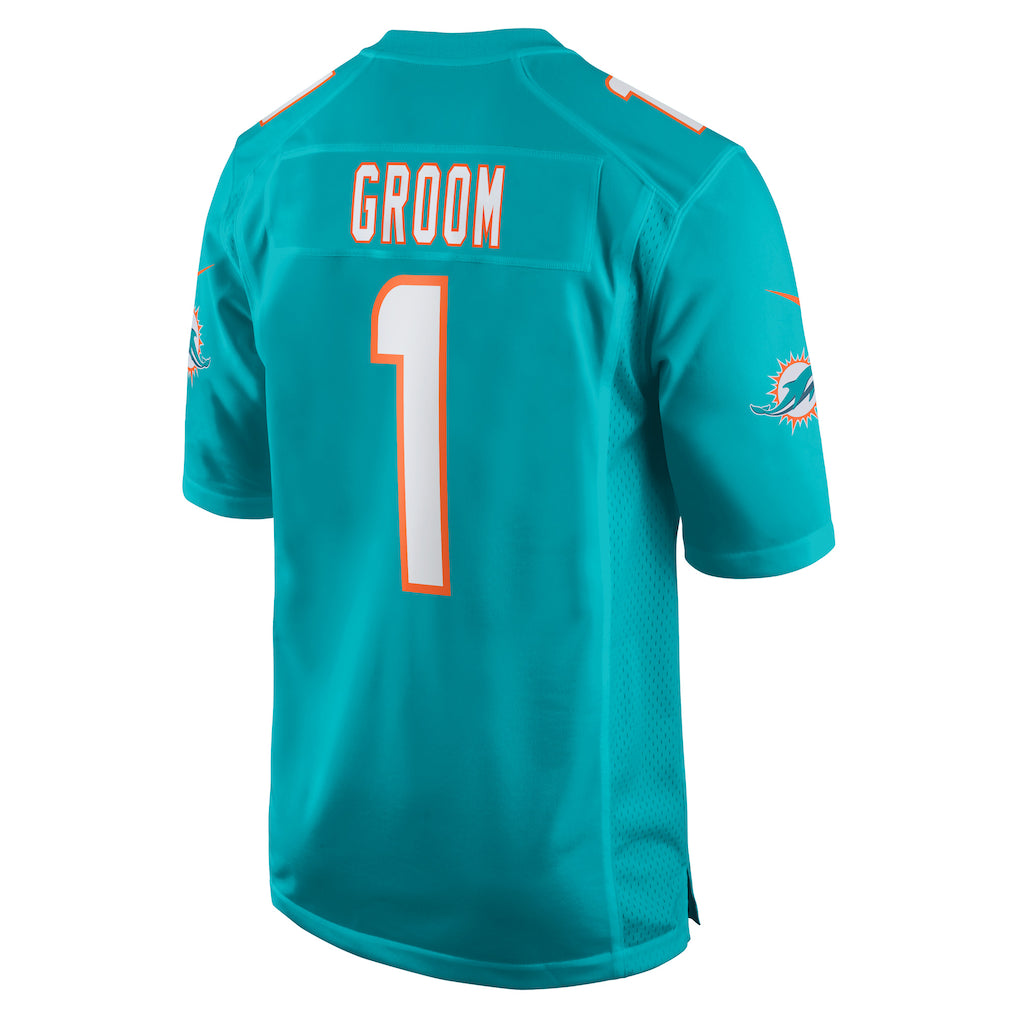 Davalo M.Dolphins #1 Groom Aqua Game Jersey