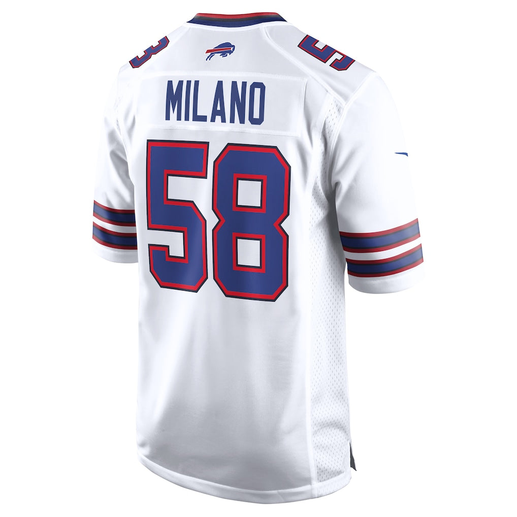 Davalo B.Bills #58 Matt Milano White Away Game Player Jersey