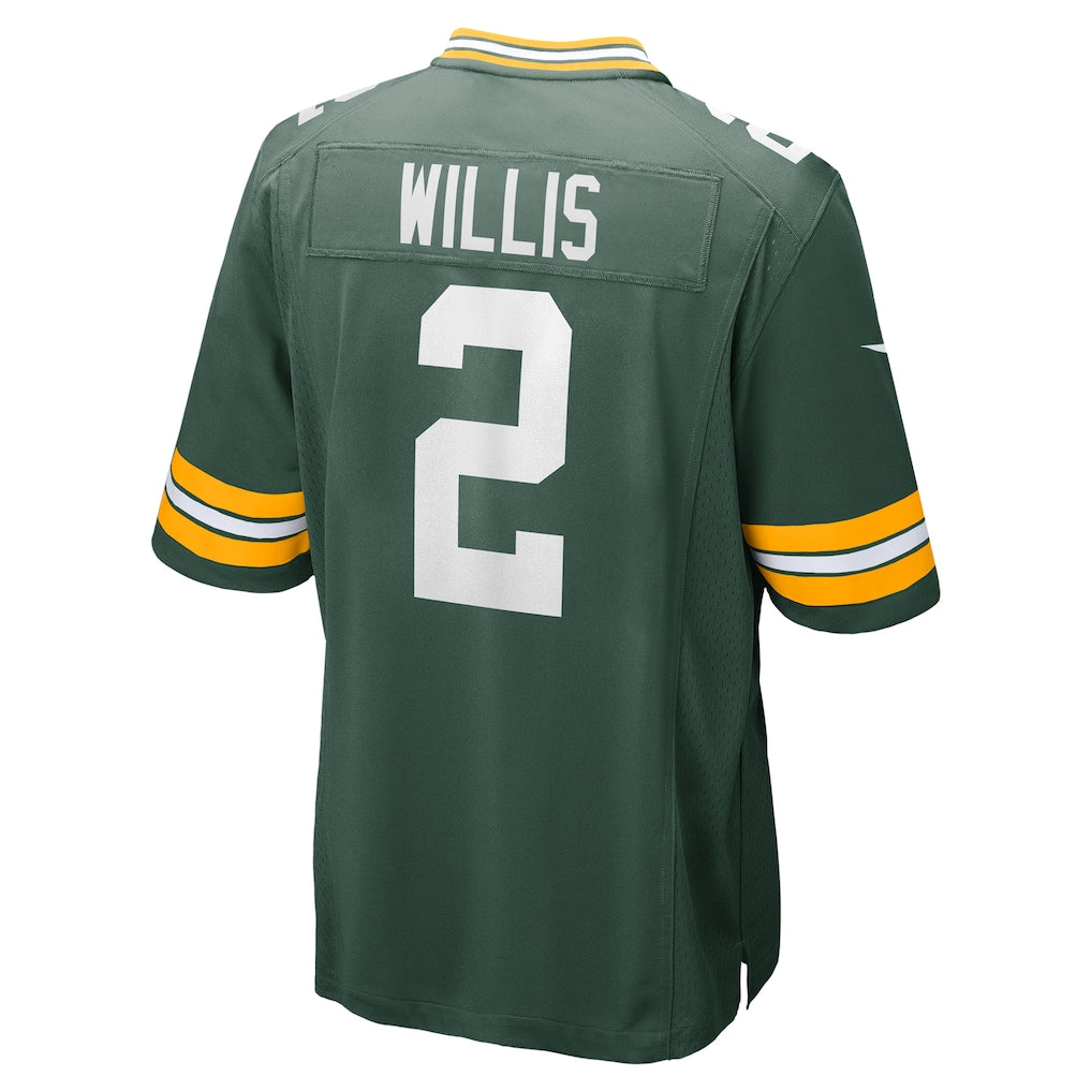 Davalo GB.Packers #2 Malik Willis Green Game Jersey
