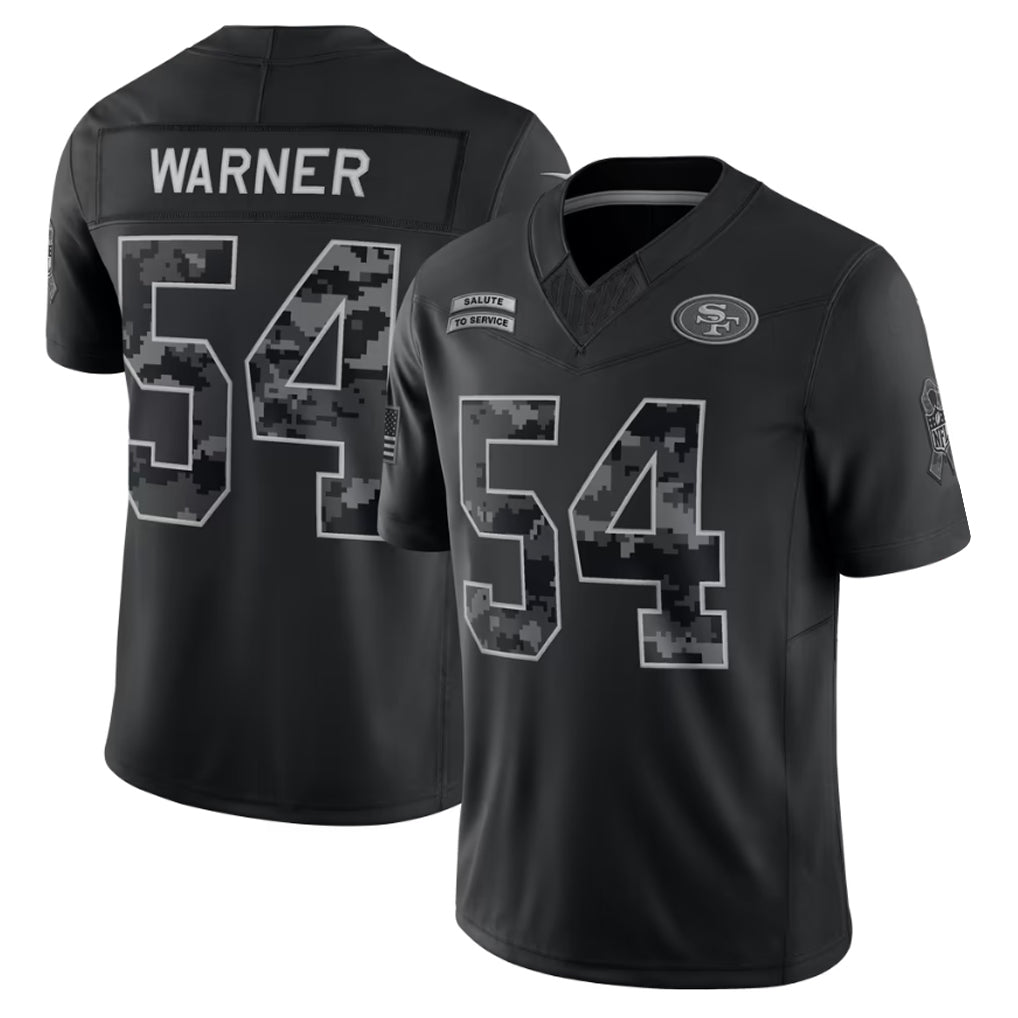 Davalo SF.49ers #54 Fred Warner Player Black Limited 2026 Salute to Service Home Game Stitched Jerseys