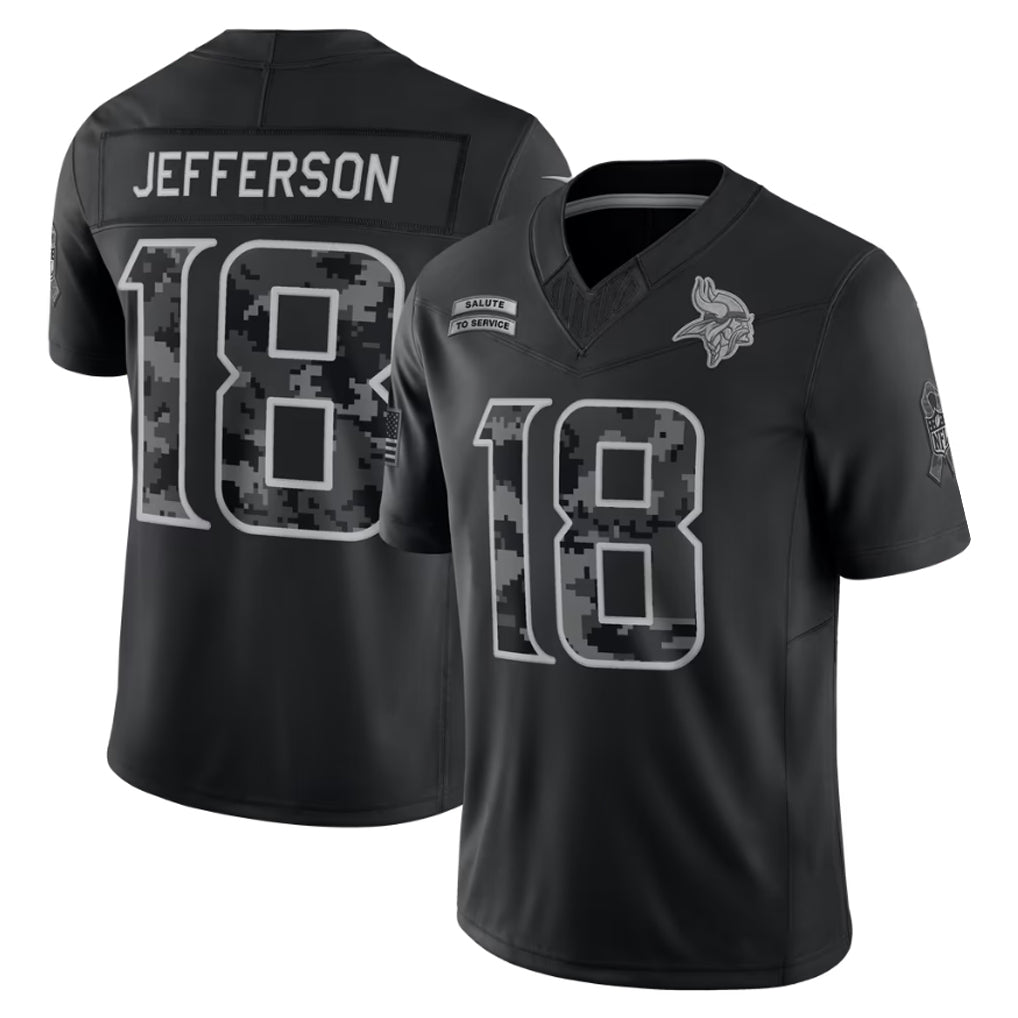 Davalo MN.Vikings #18 Justin Jefferson Player Black Limited 2026 Salute to Service Home Game Stitched Jerseys