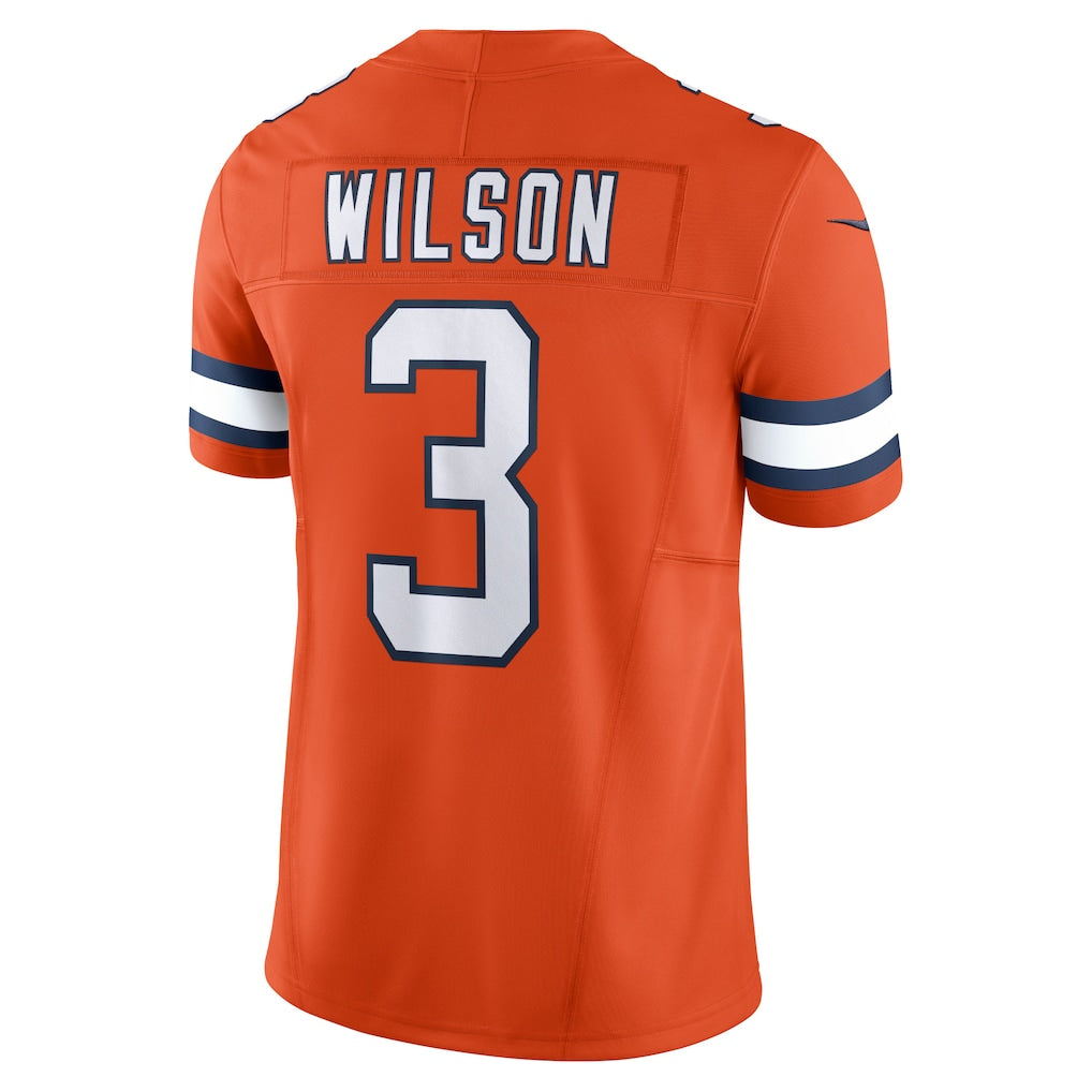 Davalo D.Broncos #3 Russell Wilson Orange Vapor F.U.S.E. Limited Jersey