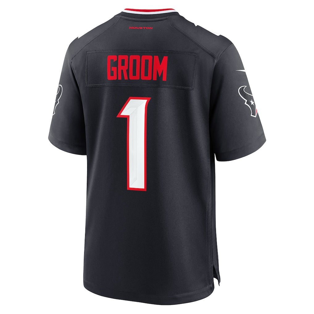 Davalo H.Texans #1 Groom Navy Game Jersey