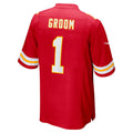 Davalo KC.Chiefs #1 Groom Red Game Jersey