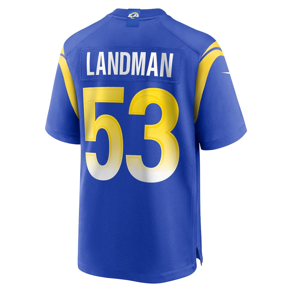 Davalo LA.Rams #53 Nate Landman Royal Team Game Jersey