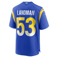 Davalo LA.Rams #53 Nate Landman Royal Team Game Jersey